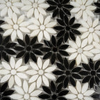 Meadow Black and White Flower Marble Mosaic Tile | Tile Club