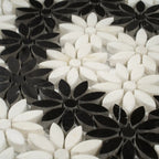 Meadow Black and White Flower Marble Mosaic Tile | Tile Club