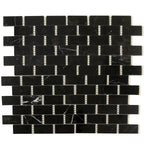 Nero Marquina with Thassos Dots Brick Marble Mosaic Tile | Tile Club