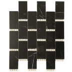 Nero Marquina with Thassos Dots Brick Marble Mosaic Tile | Tile Club