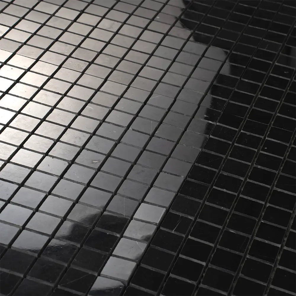 Nero Marquina 1X1 Polished Marble Mosaic Tiles | Tile Club