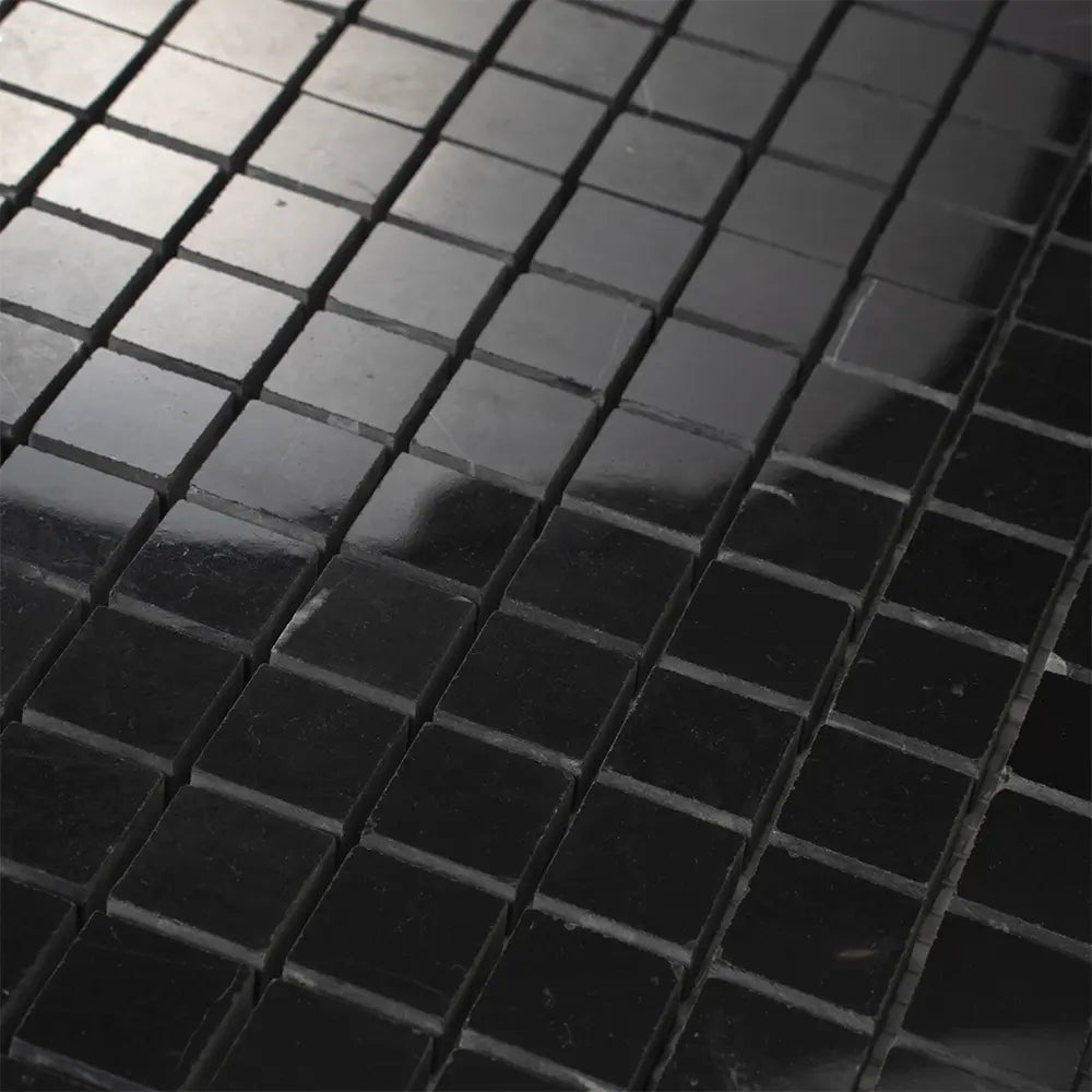 Nero Marquina 1X1 Polished Marble Mosaic Tiles | Tile Club