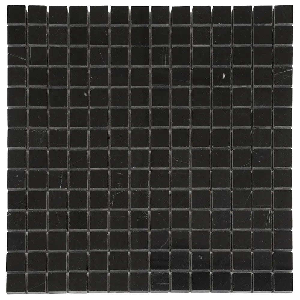 Nero Marquina 1X1 Polished Marble Mosaic Tiles | Tile Club