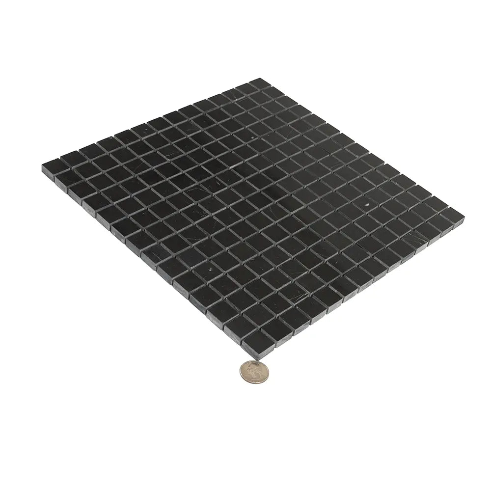 Nero Marquina 1X1 Polished Marble Mosaic Tiles | Tile Club