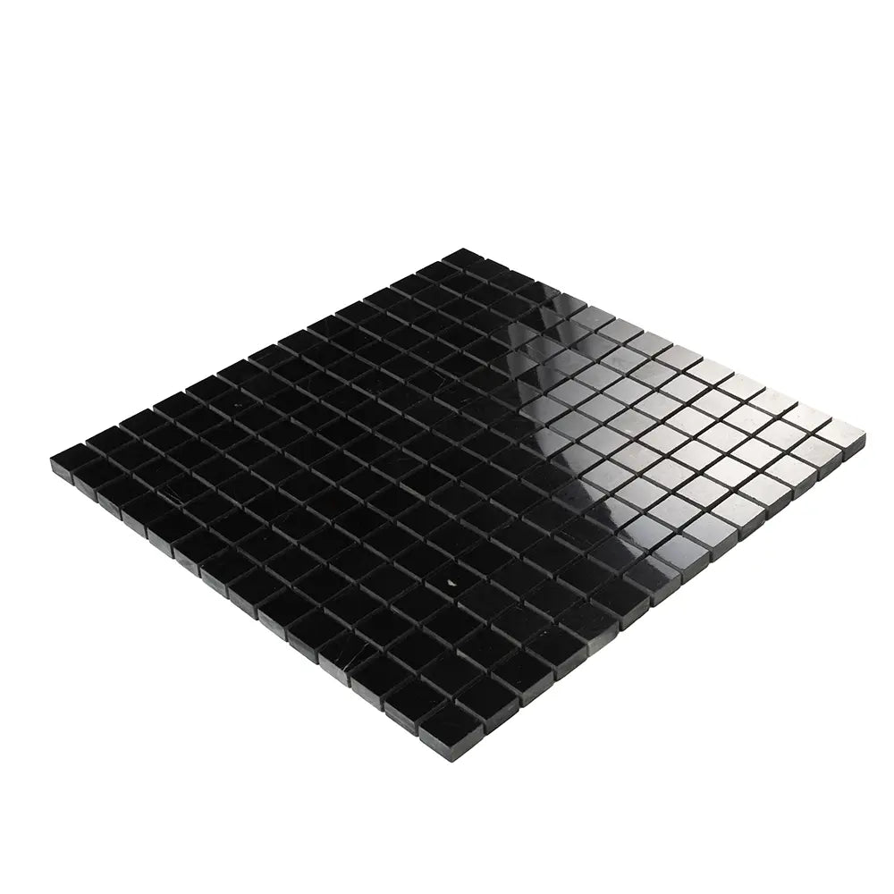 Nero Marquina 1X1 Polished Marble Mosaic Tiles | Tile Club