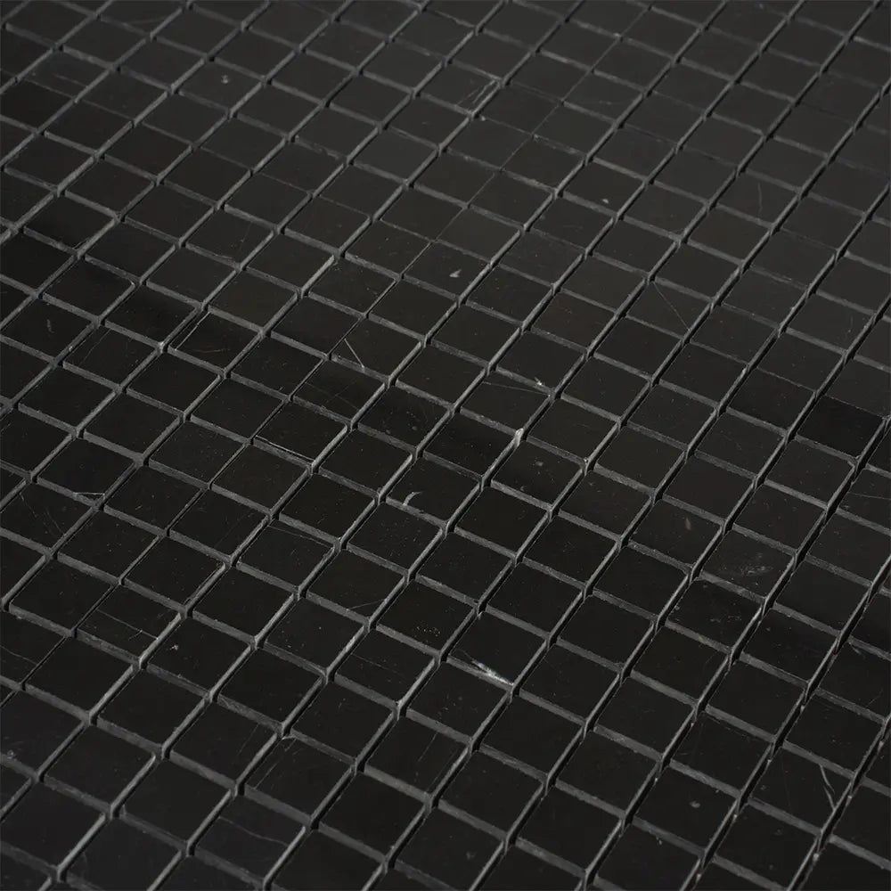 Nero Marquina 1X1 Polished Marble Mosaic Tiles | Tile Club