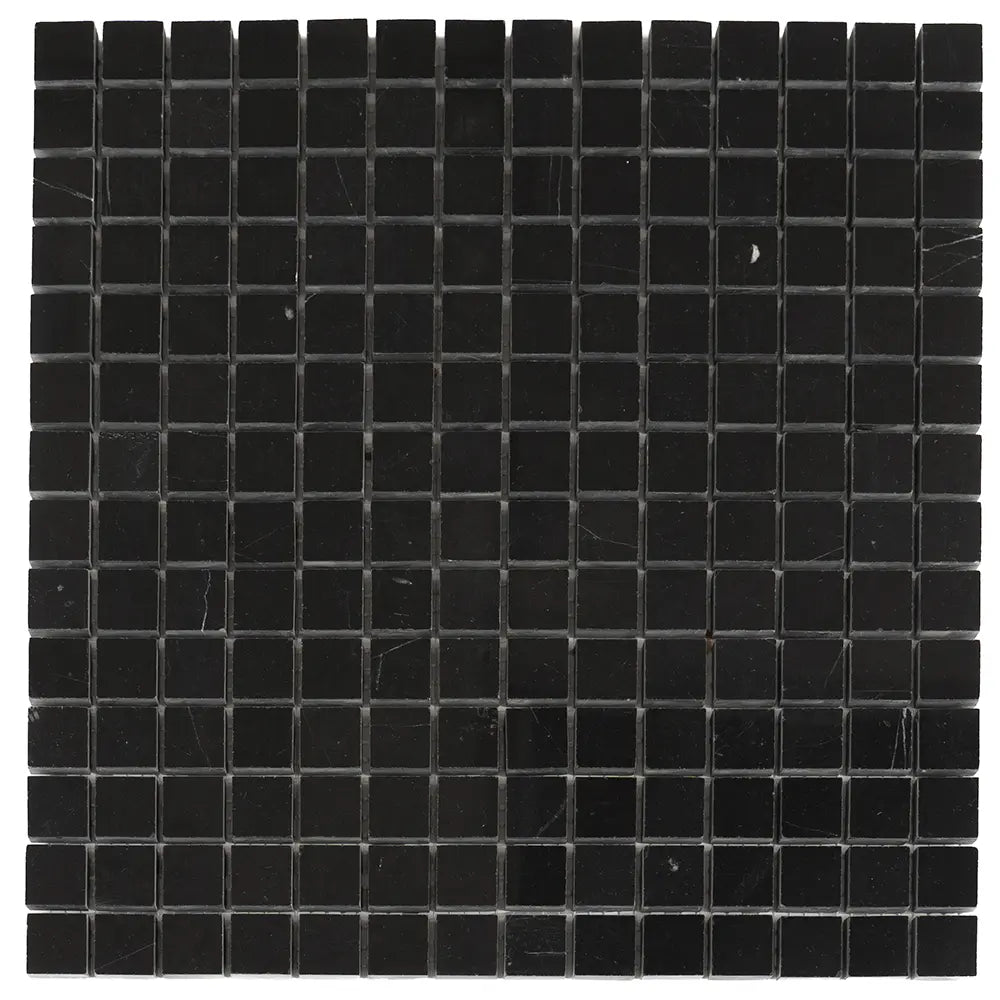 Nero Marquina 1X1 Polished Marble Mosaic Tiles | Tile Club