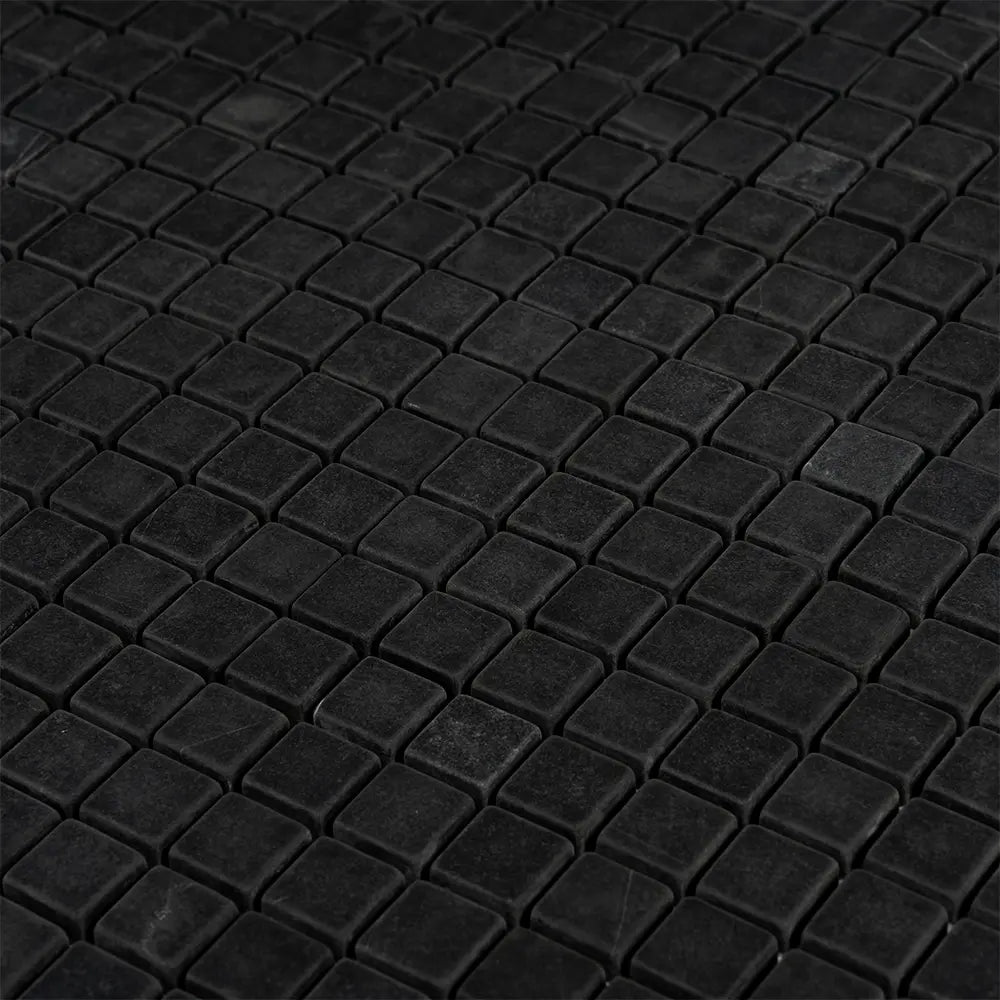Nero Marquina Tumbled Square Marble Mosaic Tiles | Tile Club