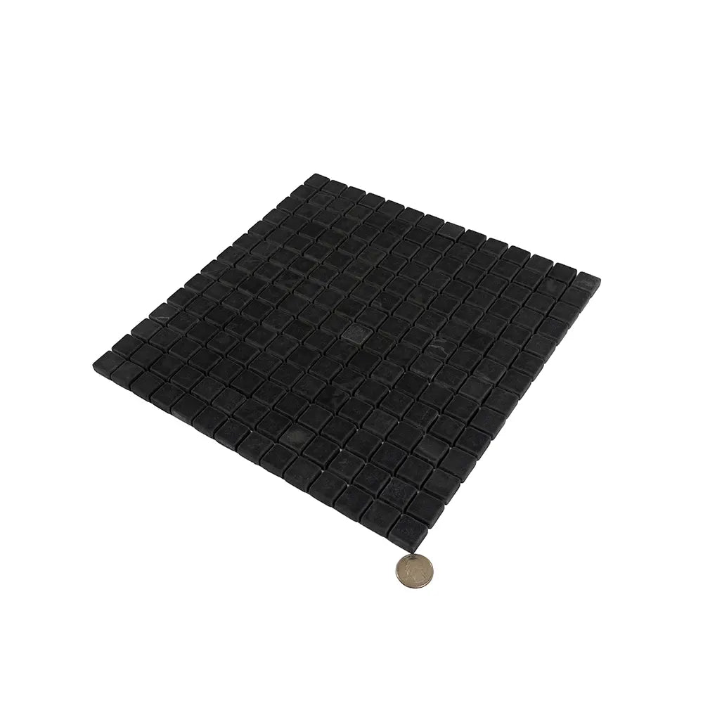 Nero Marquina Tumbled Square Marble Mosaic Tiles | Tile Club
