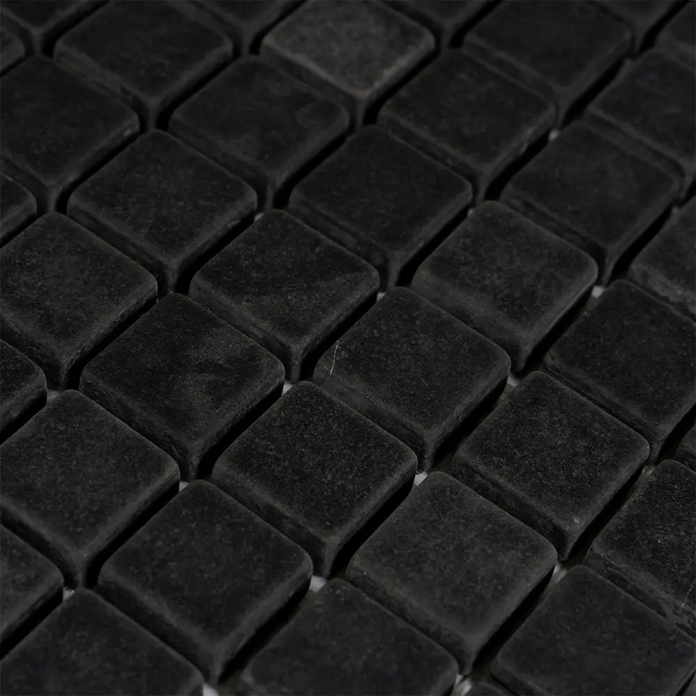 Nero Marquina Tumbled Square Marble Mosaic Tiles | Tile Club