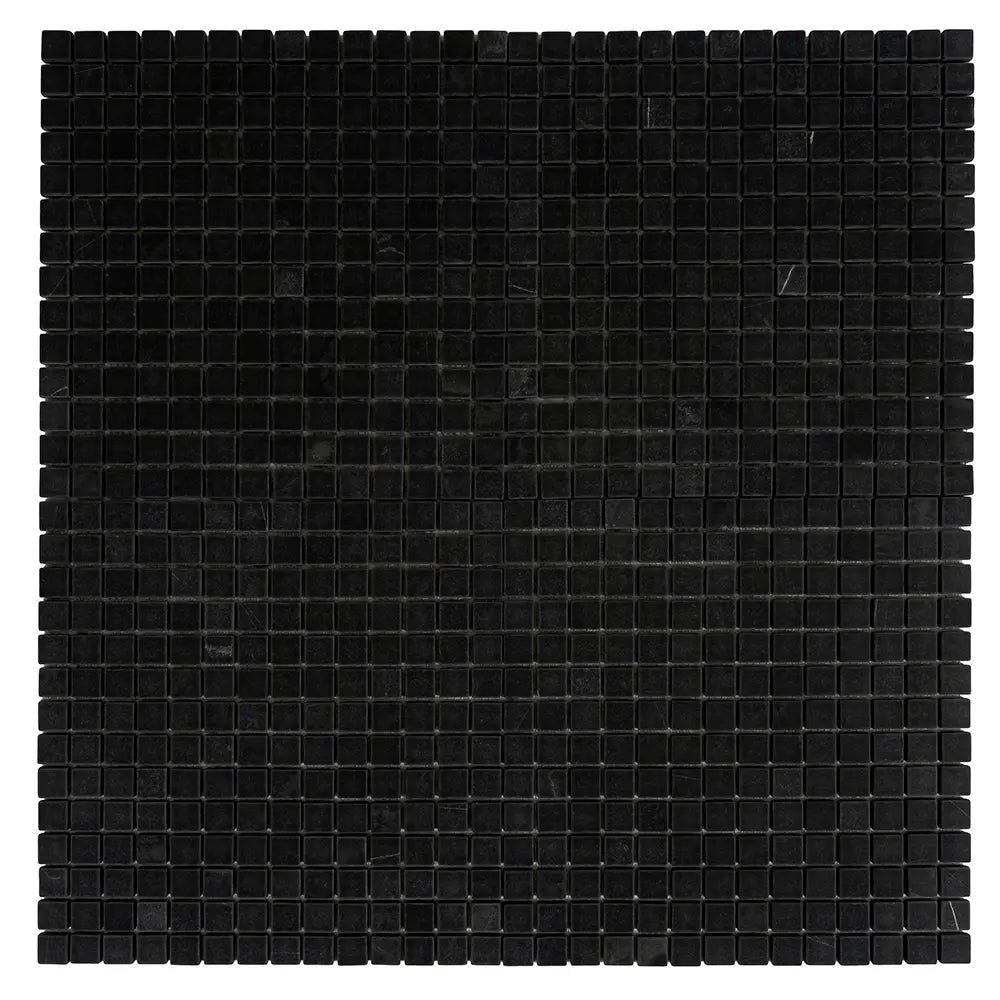 Nero Marquina Tumbled Square Marble Mosaic Tiles | Tile Club