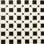Thassos Octagon with Nero Marquina Squares Marble Mosaic Tile | Tile Club