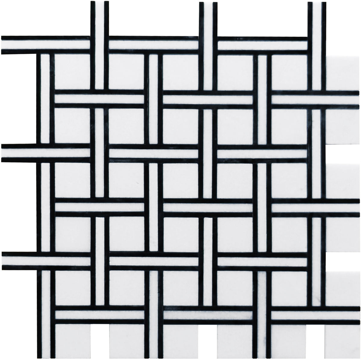 Inversa White and Black Basket Weave Mosaic Tile | Tile Club