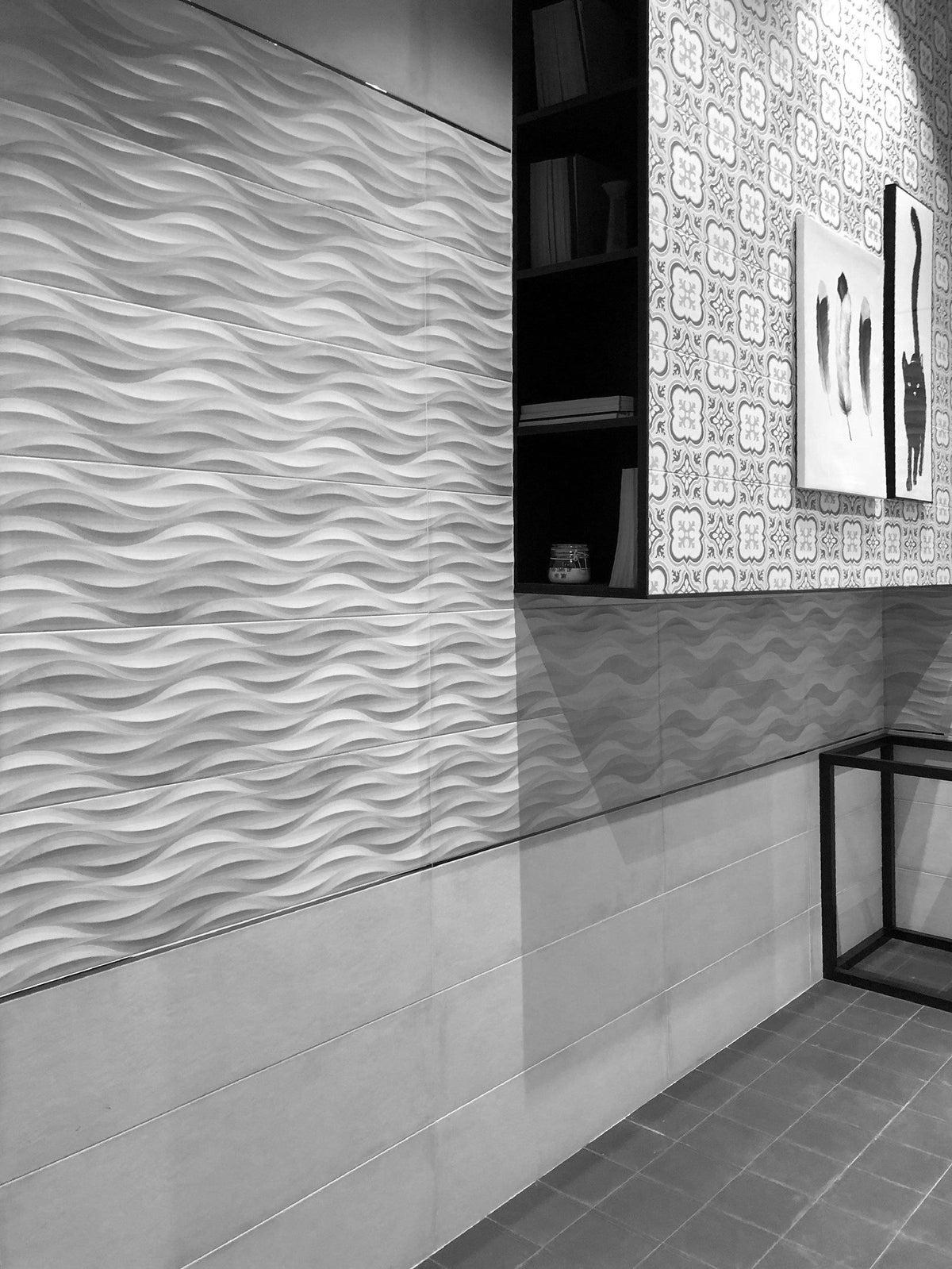 3d Porcelain Tango Grey wave pattern tile