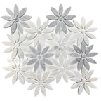 Eastern White and Bardiglio Flower Marble Tile | Tile Club