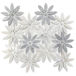 Eastern White and Bardiglio Flower Marble Tile Sample