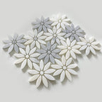Eastern White and Bardiglio Flower Marble Tile | Tile Club