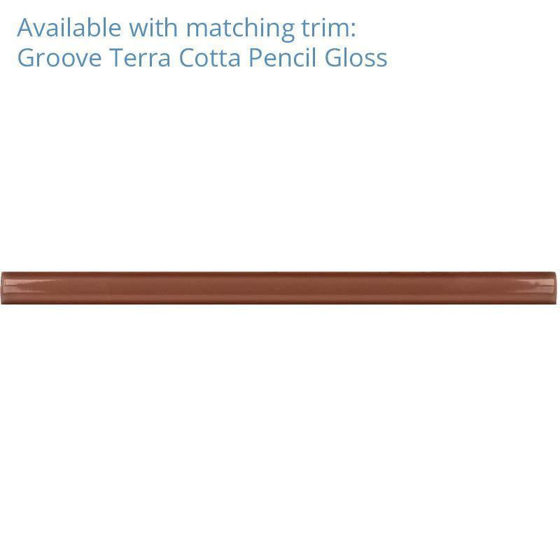 Groove Terracotta Gloss Ceramic Subway Tile | Tile Club