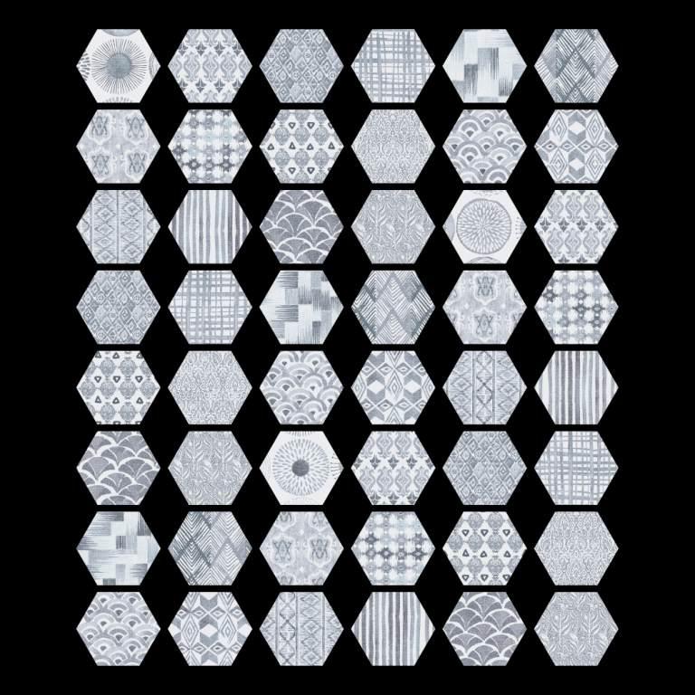 Tex Grey Hexagon Pattern Natural Porcelain Tile | Tile Club