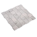 Textured Carrara Brick Marble Mosaic Tile | Tile Club
