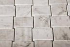Textured Carrara Brick Marble Mosaic Tile | Tile Club
