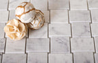 Textured Carrara Brick Marble Mosaic Tile | Tile Club