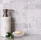 Textured Carrara Brick Marble Mosaic Tile | Tile Club