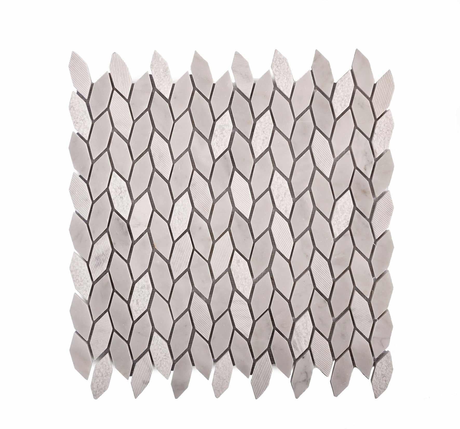 Textured Carrara Leaf Marble Mosaic Tile Sample