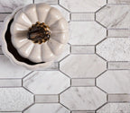 Carrara Marble Mosaic Tile in Elongated Hex Pattern