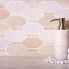 Textured Elongated Crema Marfil Hexagon Marble Mosaic Tile