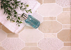 Textured Elongated Crema Marfil Hexagon Marble Mosaic Tile | Tile Club