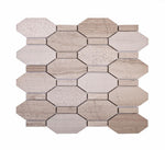 Textured Elongated Wooden Beige Hexagon Marble Mosaic Tile Sample