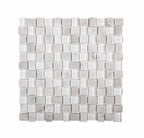 Textured Mini Brick Carrara And Glass Mosaic Tile Sample