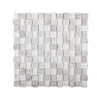 Textured Mini Brick Carrara And Glass Mosaic Tile Sample
