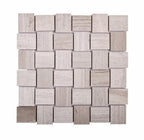 Textured Wooden Beige Brick Marble Mosaic Tile | Tile Club