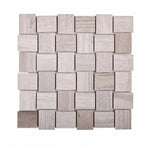Textured Wooden Beige Brick Marble Mosaic Tile | Tile Club