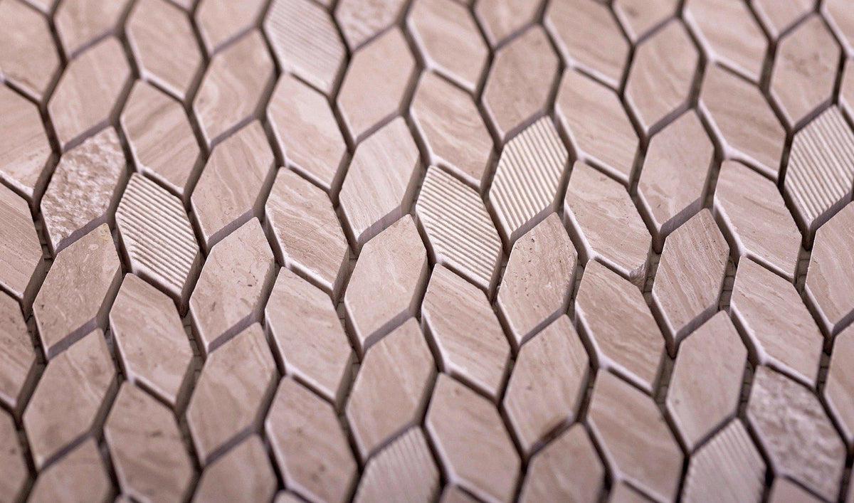 wood and marble mosaic tile