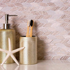 Textured Wooden Beige Leaf Marble Mosaic Tile