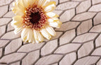 Textured Wooden Beige Leaf Marble Mosaic Tile