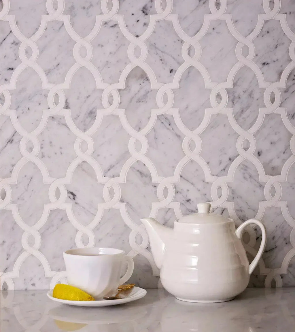 Thassos White Chains Marble Mosaic Tile