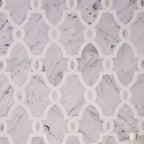 Gray and White marble patterned tile for a traditional kitchen backsplash