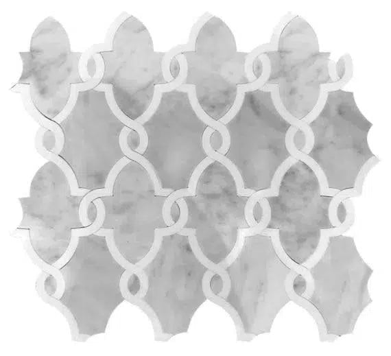 Carrara & Thassos White Chains Marble Mosaic Tile | Tile Club
