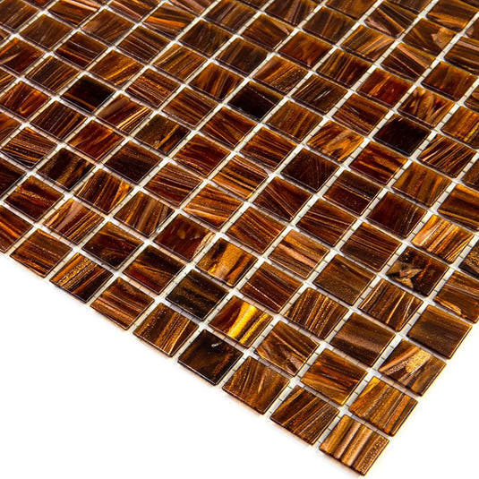 Tiger's Eye Shimmer Mixed Squares Glass Pool Tile | Tile Club