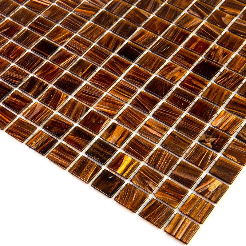 Tiger's Eye Shimmer Mixed Squares Glass Pool Tile | Tile Club