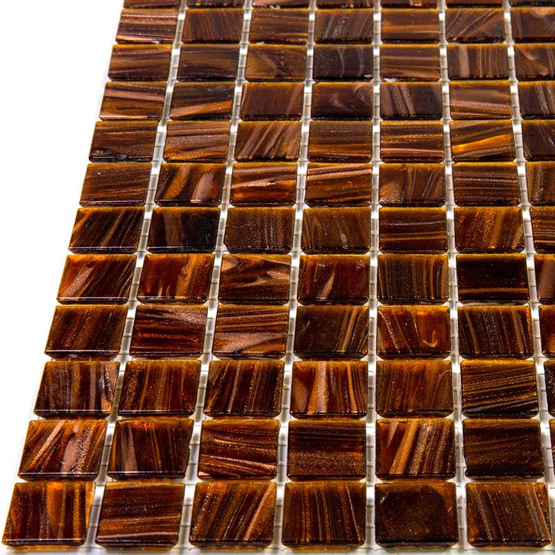 Tiger's Eye Shimmer Mixed Squares Glass Pool Tile