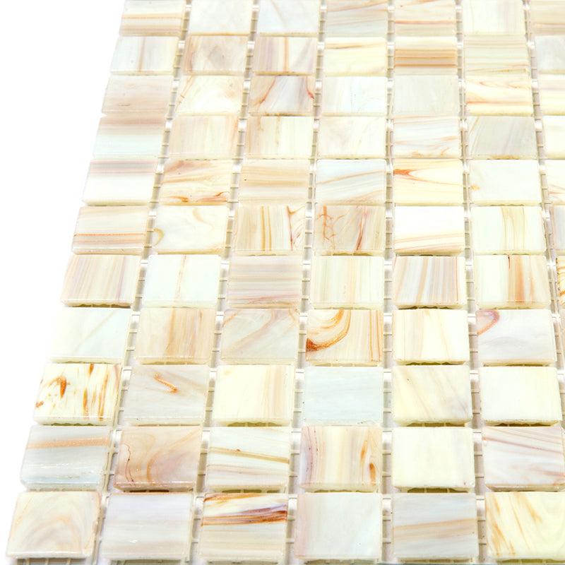 Toasted Marshmallow Mixed Squares Glass Pool Tile