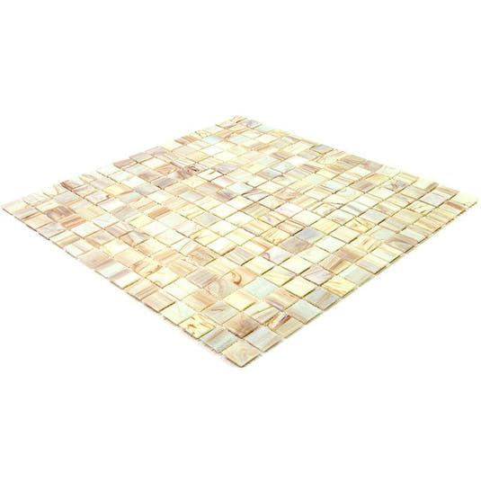 Toasted Marshmallow Mixed Squares Glass Pool Tile | Tile Club