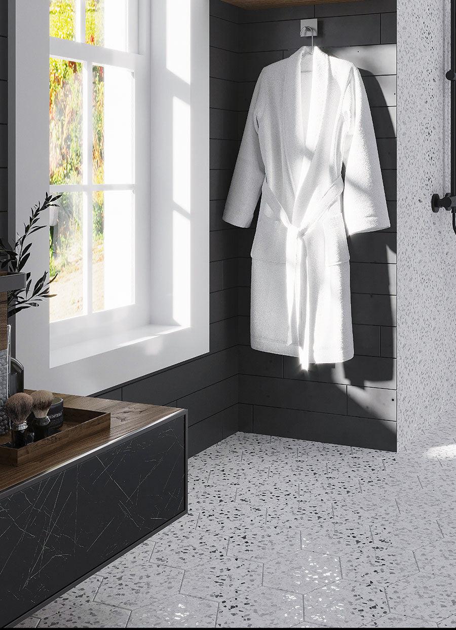 Tropical Sand Terrazzo Hex Porcelain Tile | Tile Club