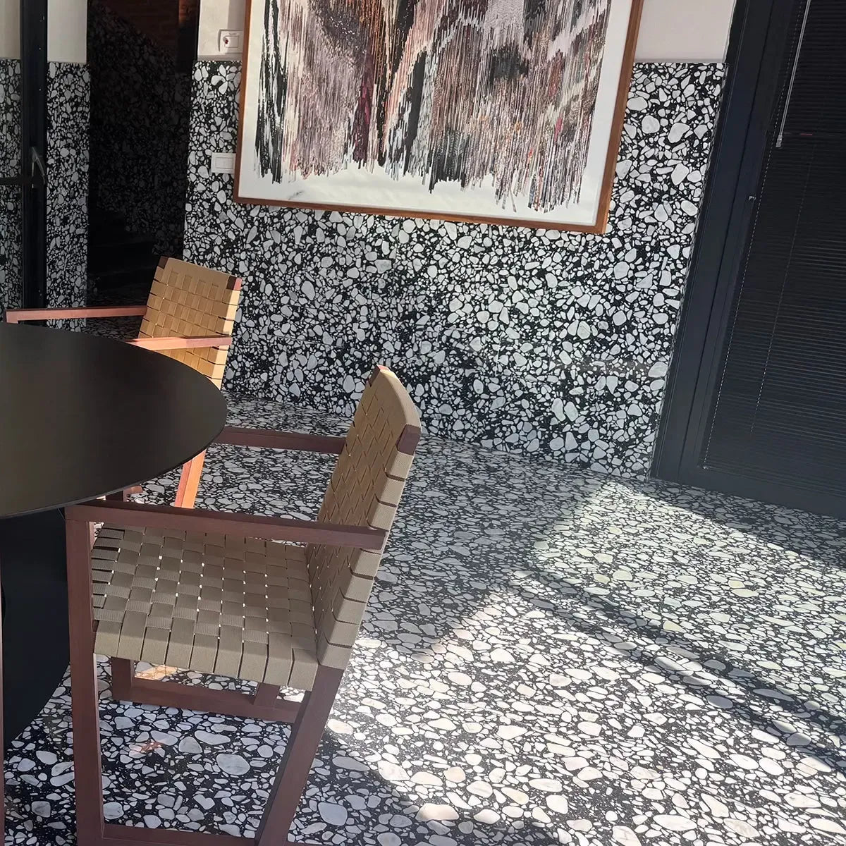 Black and White Real Terrazzo Tile 24" x 24" | Tile Club