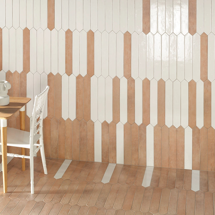 Glossy White Porcelain Picket Tiles for Floors and Walls
